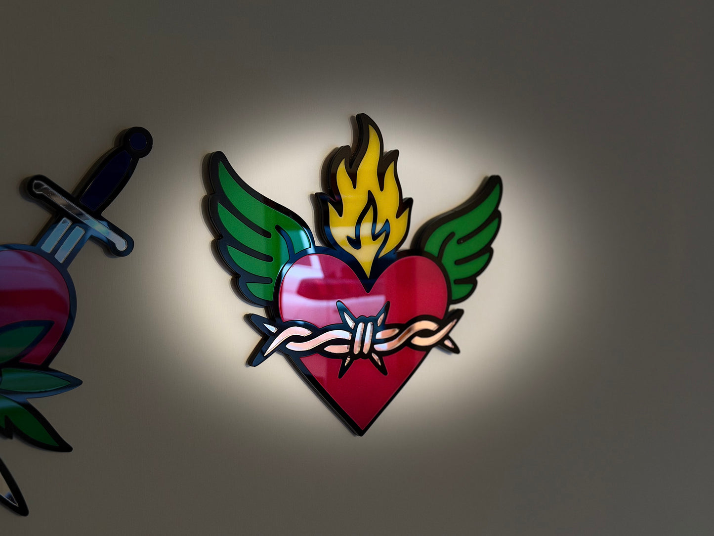 Hearts of Fire Duo - Laser Cut Acrylic Wall Hangings