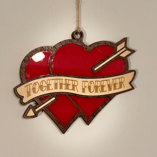 Together Forever tattoo-style heart hanging charm — photo 1
