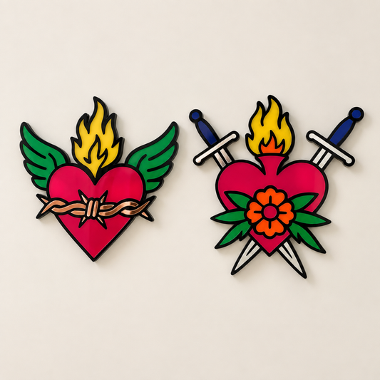 Hearts of Fire Duo - Laser Cut Acrylic Wall Hangings