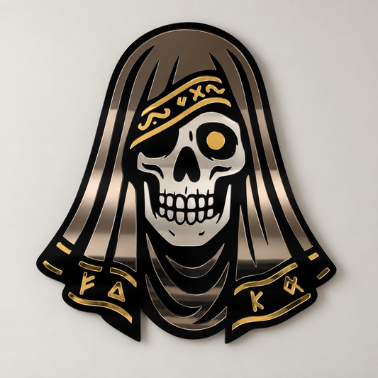 The Veiled Skull – Tri-Tone Mirror Laser-Cut Wall Art | Occult Psychopomp Symbol