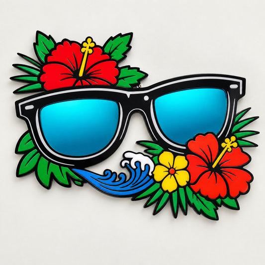 Vacay Vibes – Tropical Tattoo Sunglasses Wall Art