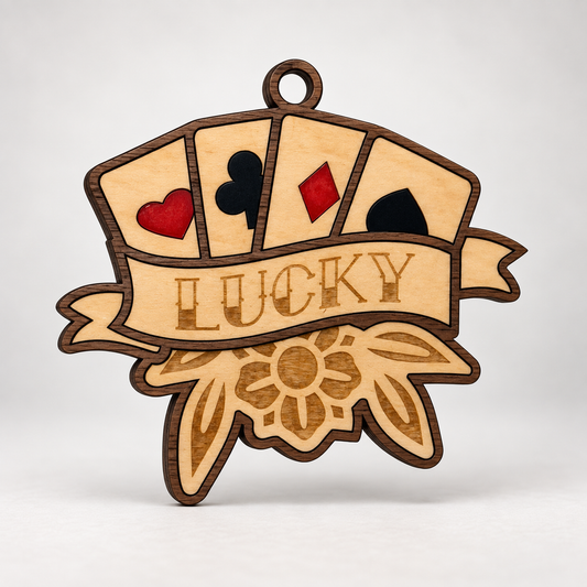Lucky Hand – Tattoo-Style Playing Card Hanging Charm
