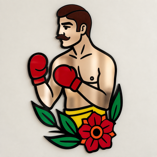 Retro Boxer Wall Hanging – Laser‑Cut Old‑School Fighter Art