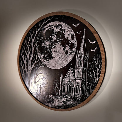 Gothic Church Roundel laser-engraved acrylic wall art — photo 2