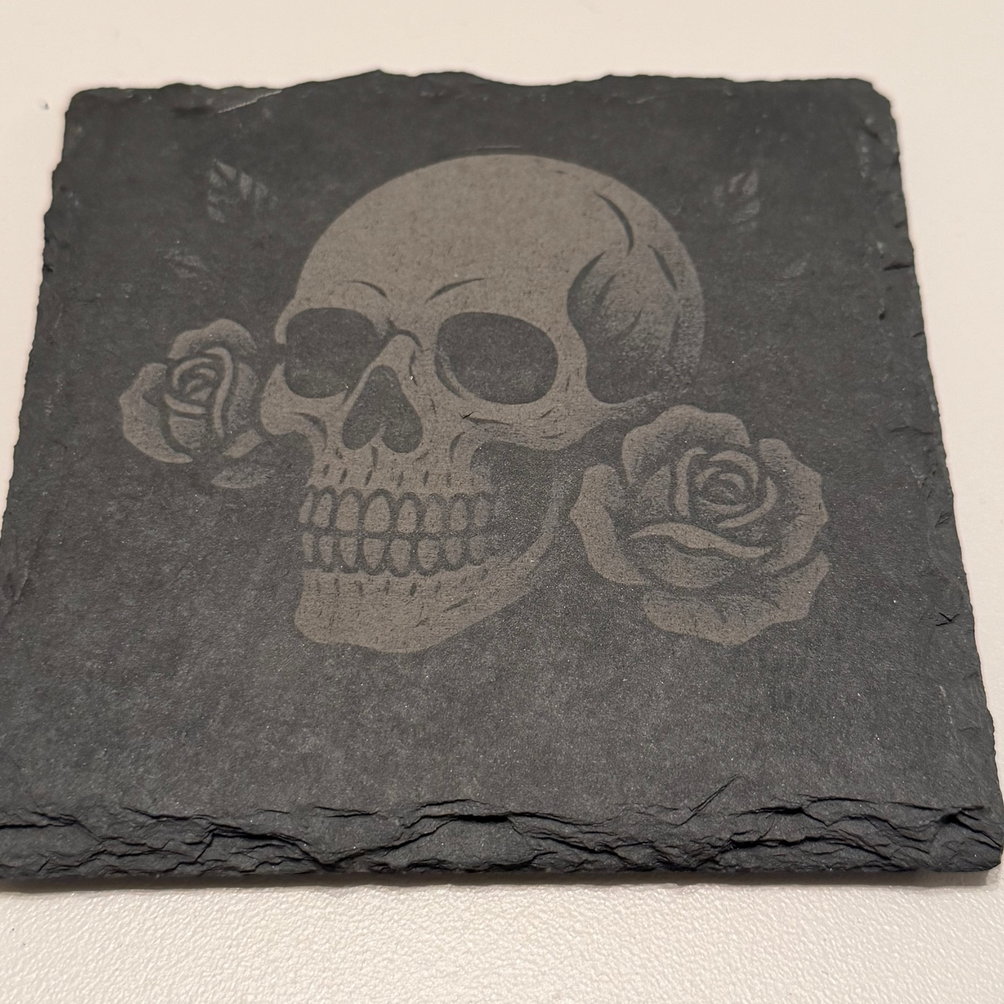 The Tattooed Talisman Set – Engraved Slate Coaster Quartet (with Holder)