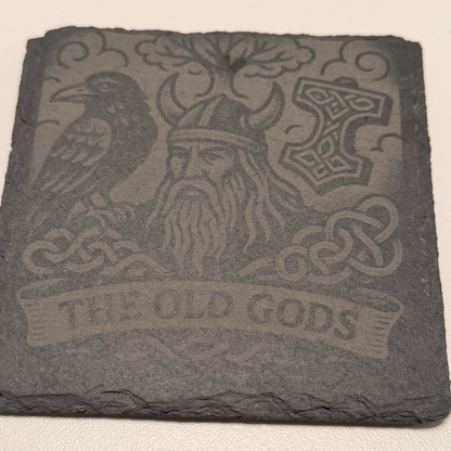 Relics of the Old World engraved slate coaster set with holder — photo 6