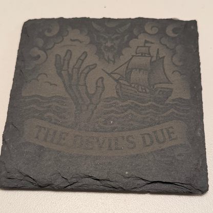 Relics of the Old World engraved slate coaster set with holder — photo 4