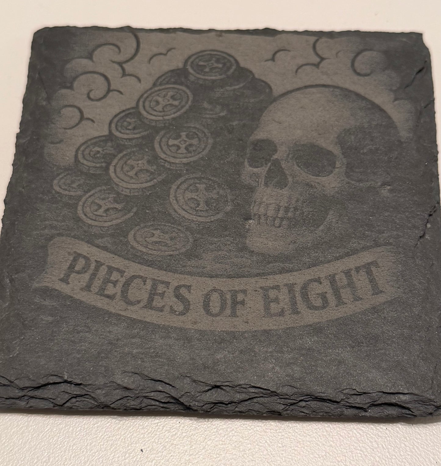 Relics of the Old World – Engraved Slate Coaster Quartet (with Holder)