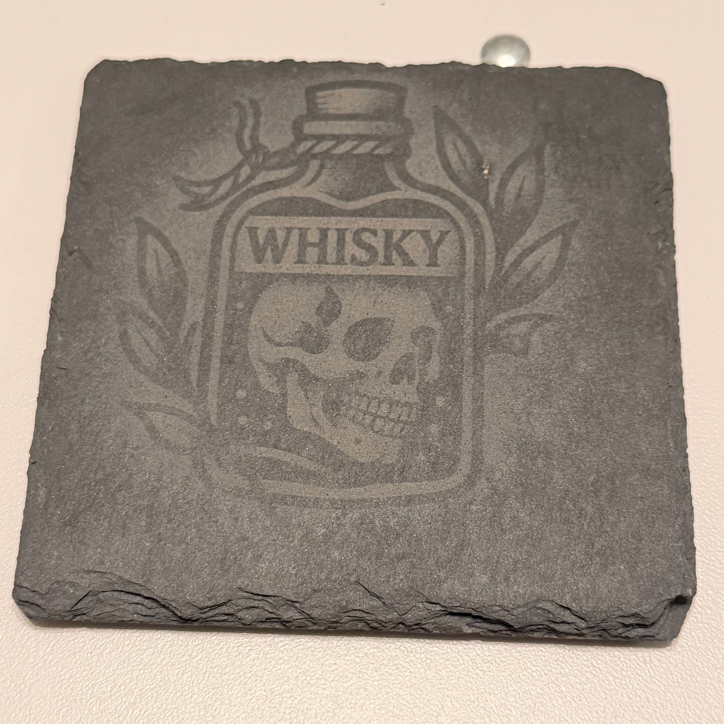 The Sinister Spirits Collection – Engraved Slate Coaster Quartet (with Holder)