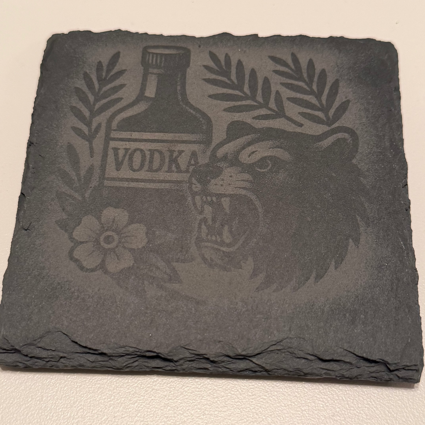 The Sinister Spirits Collection – Engraved Slate Coaster Quartet (with Holder)