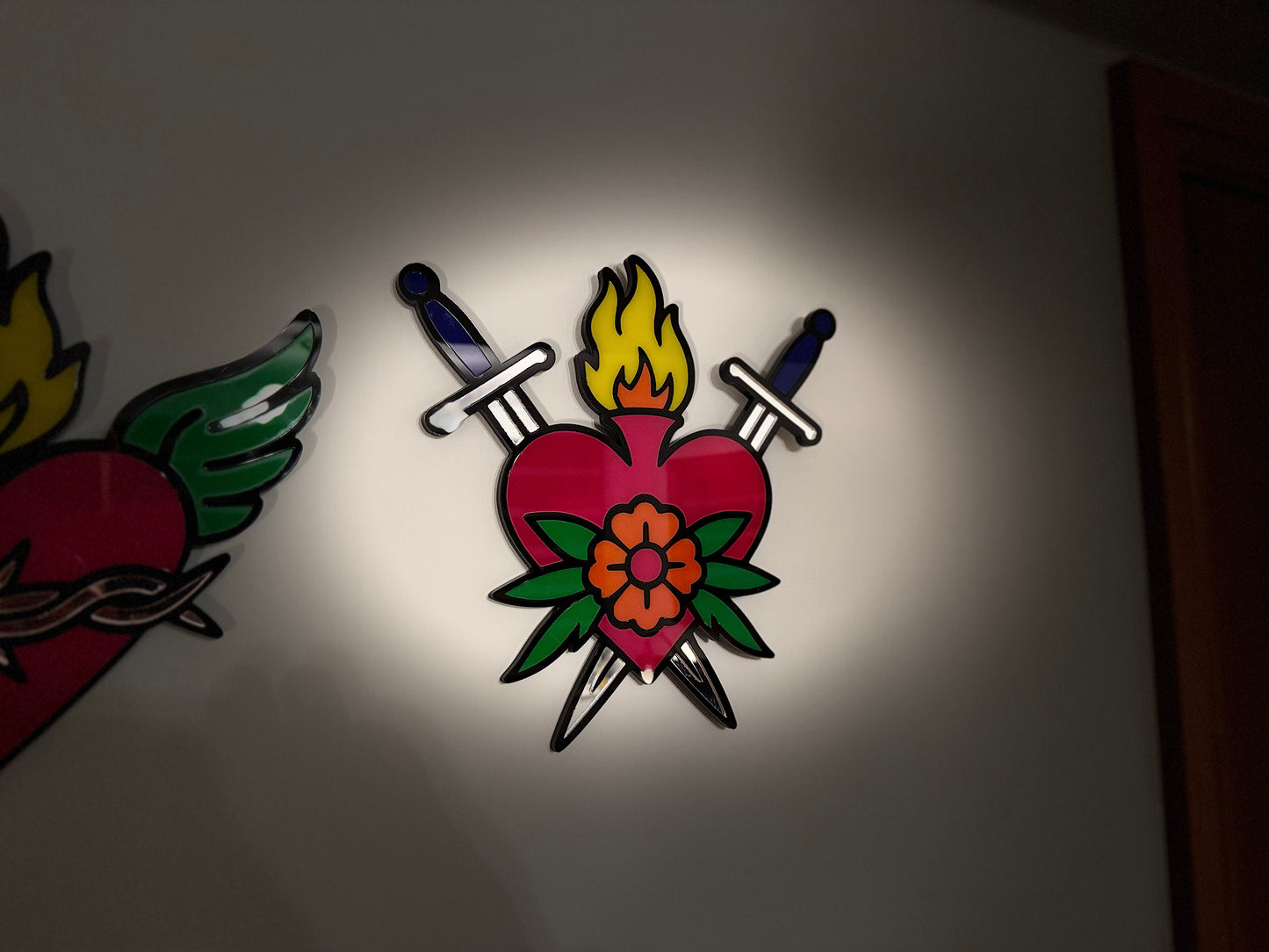 Hearts of Fire Duo - Laser Cut Acrylic Wall Hangings