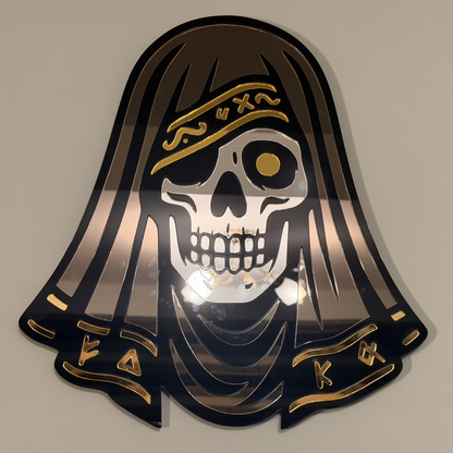 Veiled Skull tri-tone mirror acrylic occult wall art — photo 4