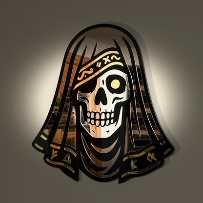 Veiled Skull tri-tone mirror acrylic occult wall art — photo 8