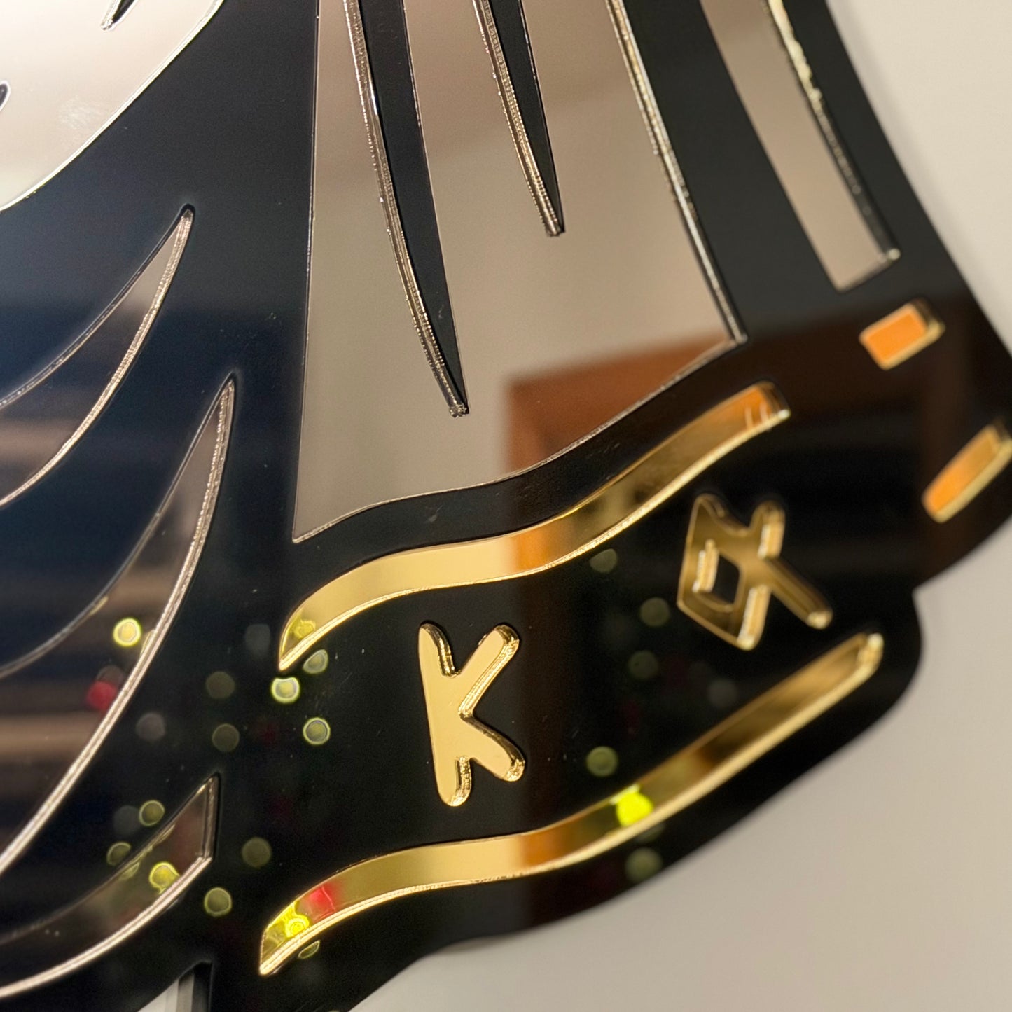 The Veiled Skull – Tri-Tone Mirror Laser-Cut Wall Art | Occult Psychopomp Symbol