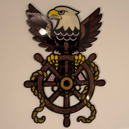 Wings of the Helm layered acrylic wall hanging with eagle and ship's wheel — photo 3