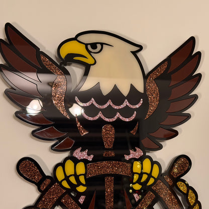Wings of the Helm layered acrylic wall hanging with eagle and ship's wheel — photo 5