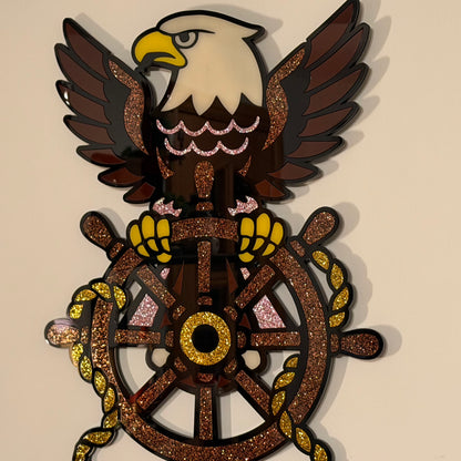 Wings of the Helm layered acrylic wall hanging with eagle and ship's wheel — photo 9