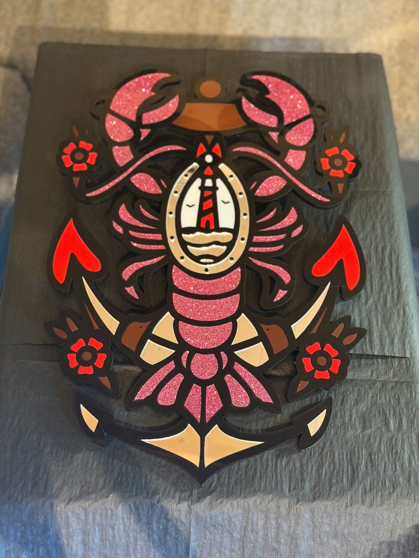 Neo‑Traditional Lobster & Anchor Wall Hanging – Founders Edition