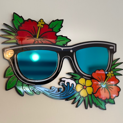 Vacay Vibes tropical tattoo-inspired sunglasses wall art — photo 3