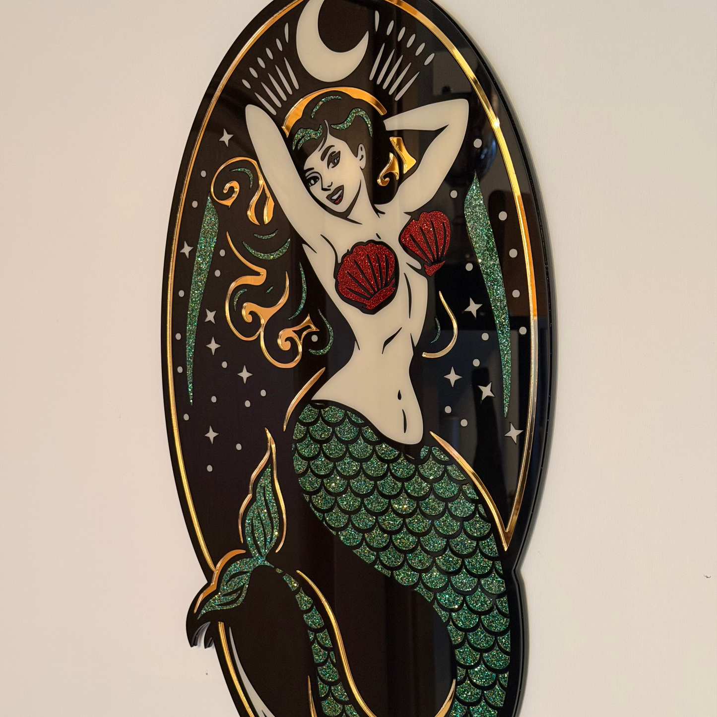 Moonlit Siren Relic – Neo-Traditional Mermaid Acrylic Wall Art — product photo 3