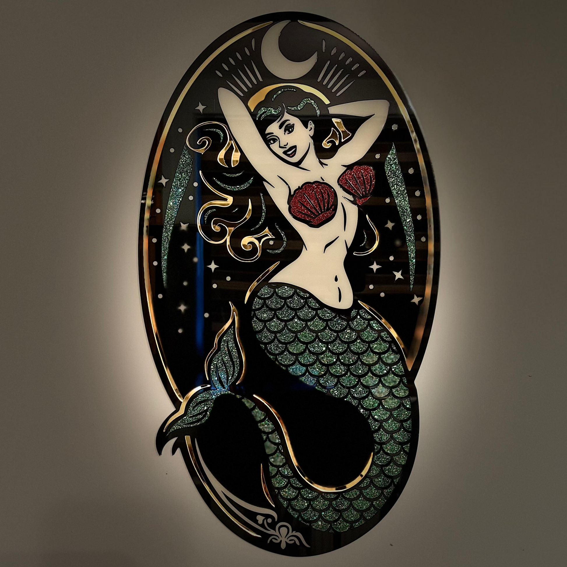 Moonlit Siren Relic – Neo-Traditional Mermaid Acrylic Wall Art — product photo 4