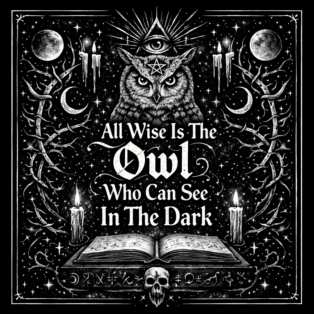 Detail of the engraved illustration for All Wise Owl — Framed Esoteric Art