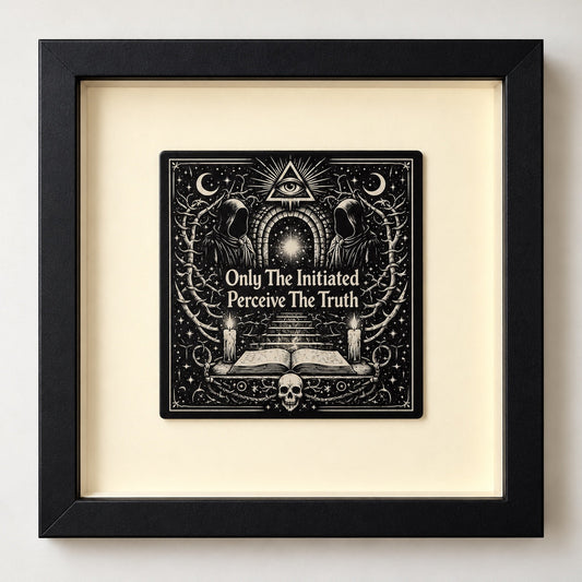 Only the Initiated — front-facing hero photograph of the framed engraved acrylic art
