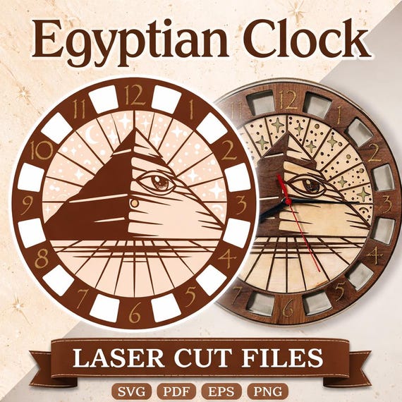 Egyptian Pyramid Eye Clock laser cutting digital file