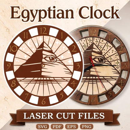 Egyptian Pyramid Eye Clock laser cutting digital file