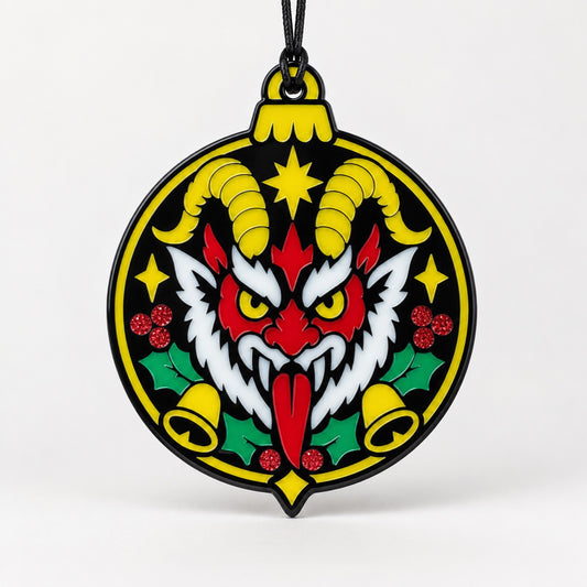 Merry Hexmas Krampus ornament on a clean light background