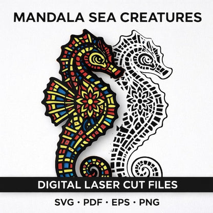 Mandala Sea Creatures digital laser cutting file set