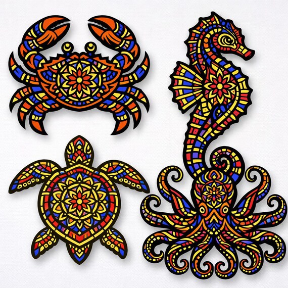 Mandala Sea Creatures digital file preview