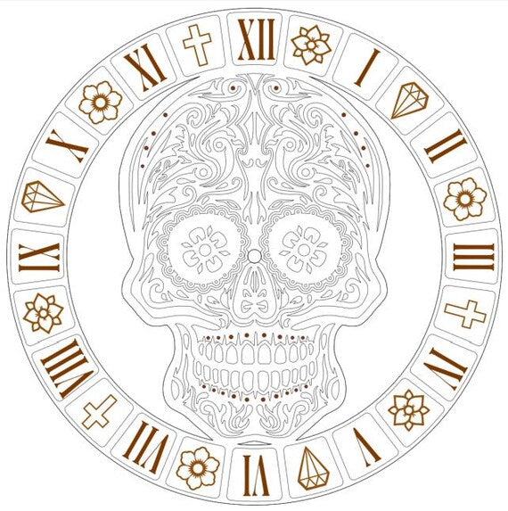 Sugar Skull Clock production-ready laser file